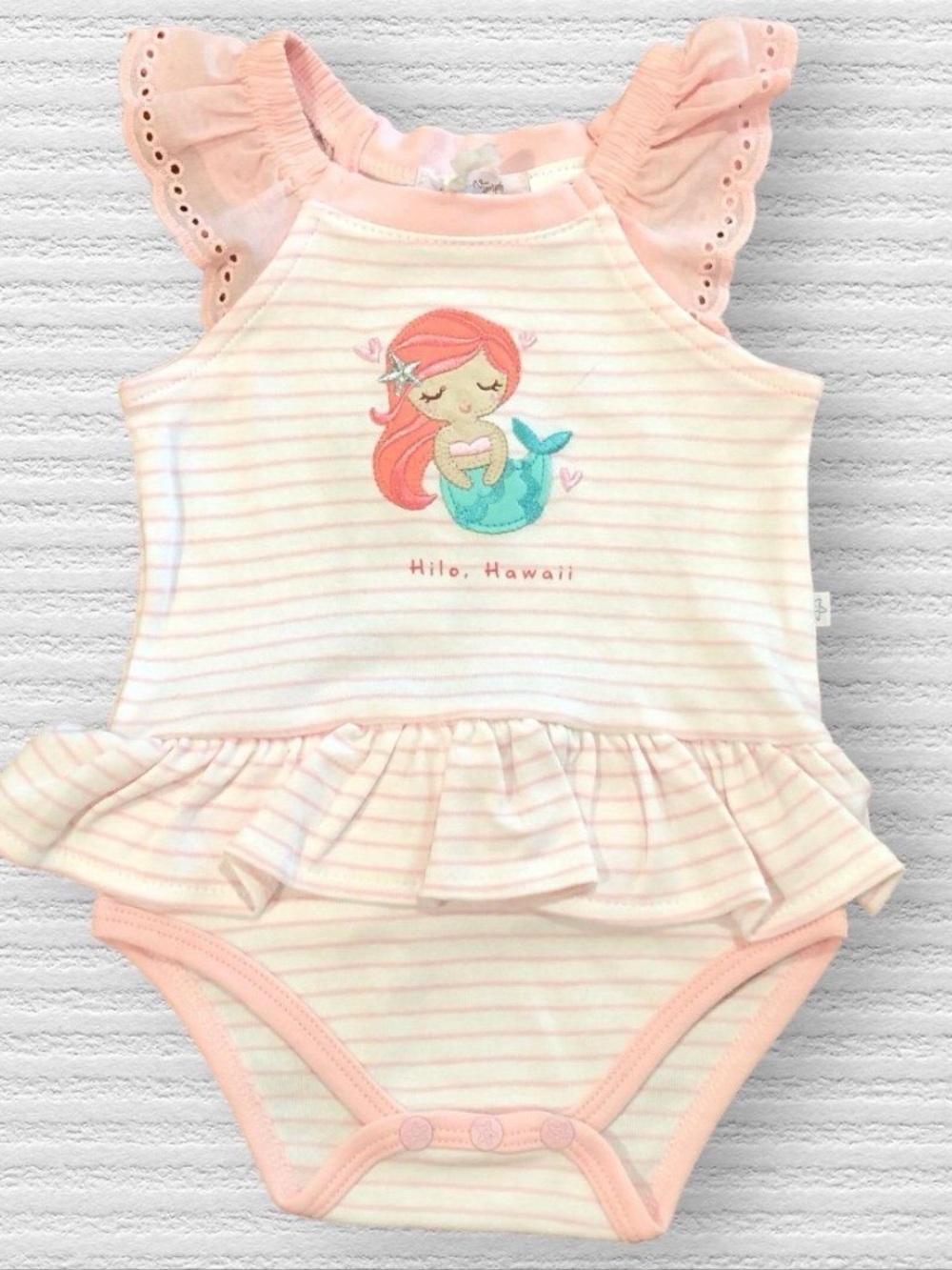 Baby Girl Mermaid Bubble Romper 0-3M Pink Ruffle Beach Coastal Hawaii NWT